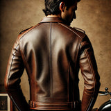 Premium Biker Leather Jacket - A-Grade Grained Leather-GLJK5