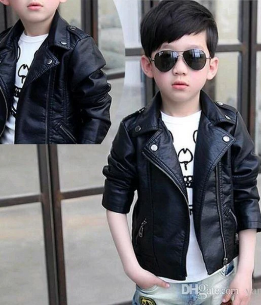 Black Leather Jackets For Biker Kids-GLJK26