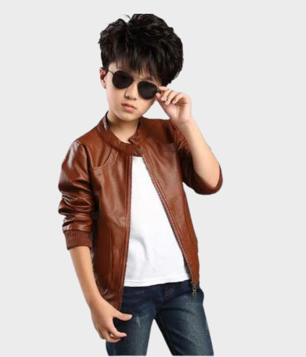 Brown Leather Jackets For Kid-GLJK27