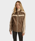 Color Block Racer Leather Jacket-GLJK55