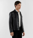 Pg Signature Black Men Leather Jacket-GLJK173