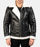 Pg Signature Black & White Leather Bomber Jacket-GLJK118