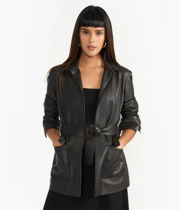 Signature Dark Brown Women Leather Jacket-GLJK165