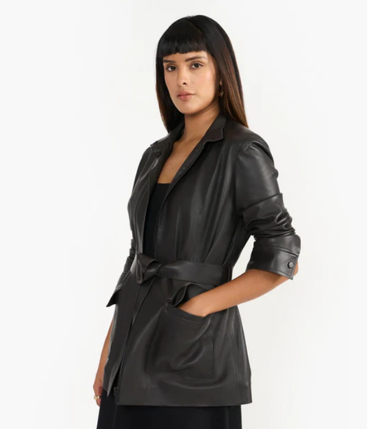 Signature Dark Brown Women Leather Jacket-GLJK165