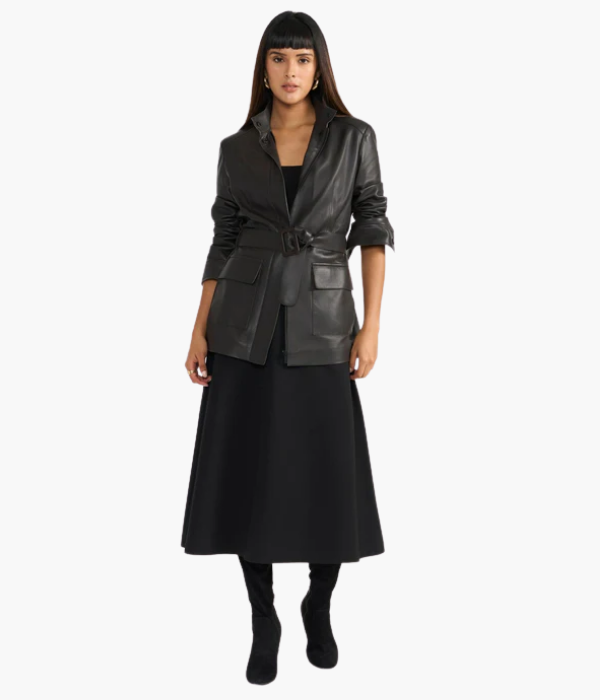 Signature Dark Brown Women Leather Jacket-GLJK165