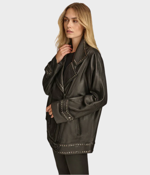 Studded Moto Leather Jacket-GLJK49