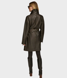 Washed Moto Trench Leather Jacket-GLJK46