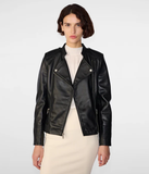 Women Black Moto Leather Jacket - Genuine & Stylish-GLJK36
