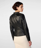 Women Black Moto Leather Jacket - Genuine & Stylish-GLJK36