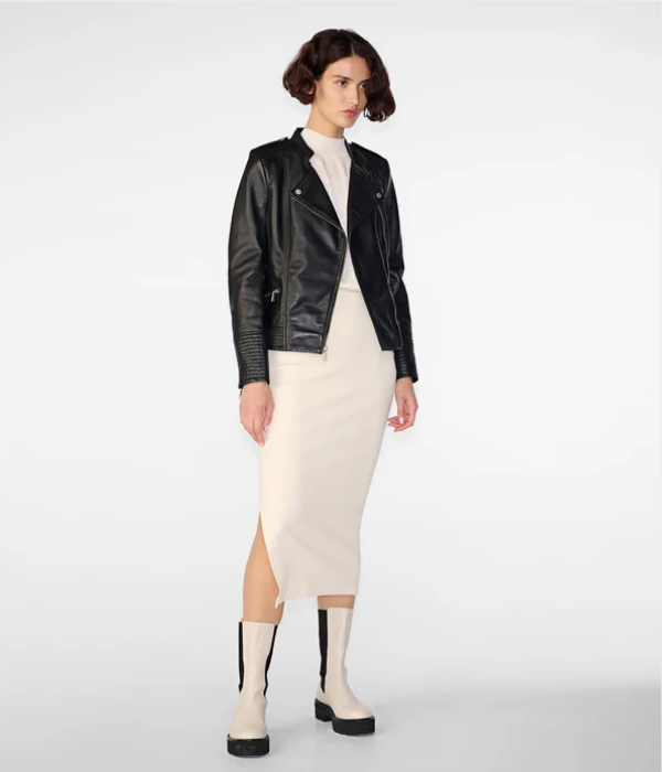 たろー　レディース　BLK M Women Black Moto Leather Jacket - Genuine & Stylish-GLJK36 – My Store