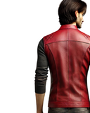 Premium Sleeveless Red Leather Jacket - A-Grade Leather, Slim Fit Design-GLJK9