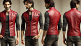 Premium Sleeveless Red Leather Jacket - A-Grade Leather, Slim Fit Design-GLJK9