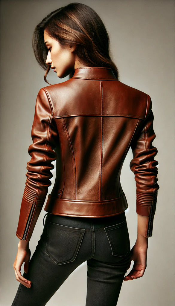 Elegance Brown: Women Soft Sheep Leather Jacket – Tailored Fit, Minimalist Design-GLJK4